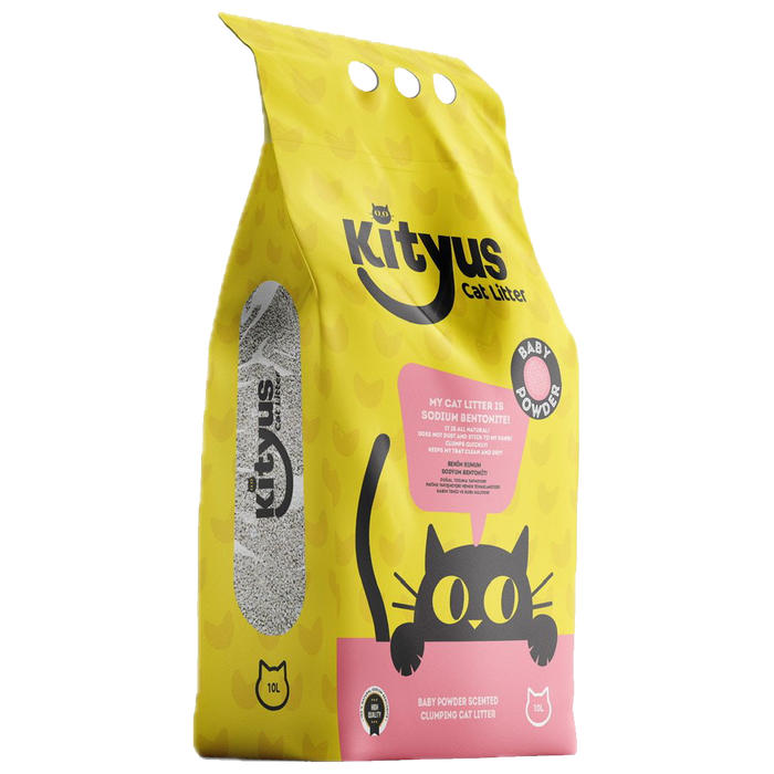 Kityus Sodium Bentonite Cat Litter – Baby Powder Scented, 10L | Gentle Aroma & Superior Clumping