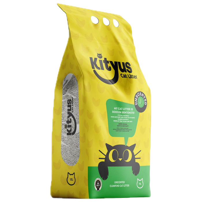 Kityus Sodium Bentonite Cat Litter – Unscented, Odorless, 10L | Natural, Dust-Free & Strong Clumping