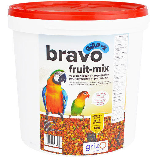 GRIZO BRAVO FRUIT-MIX CRUDE PARAKEETS/PARROTS 5KG
