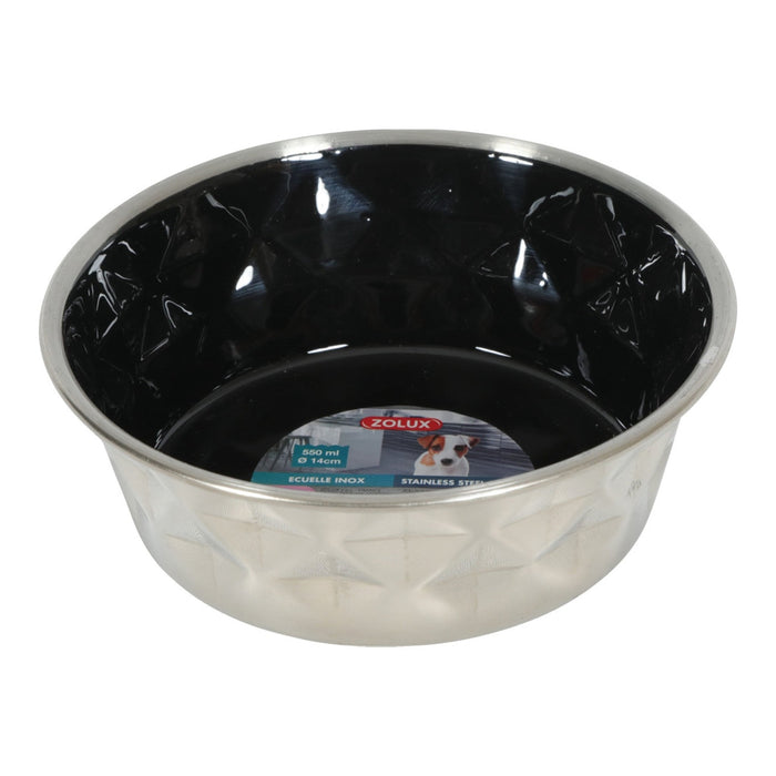 Diamonds Stainless Non-Slip Dog Bowls Black, 550 ml
