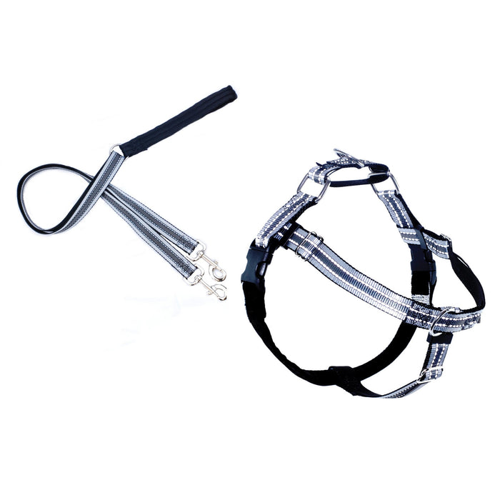 REFLECTIVE FREEDOM NO-PULL HARNESS AND LEASH - BLACK / XS