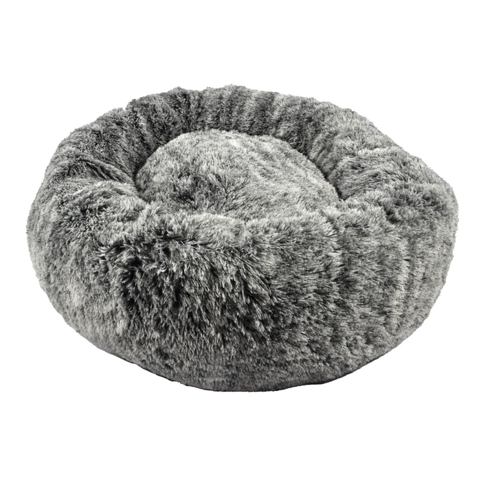 Donut Furry Pet Bed Bicolour Black, Medium