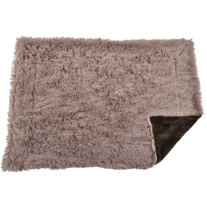 Plaid Furry Throw Brown, Large