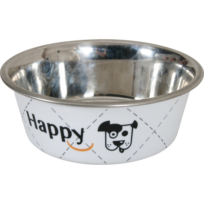 Happy Stainless Steel Dog Bowls White, 2.65 L