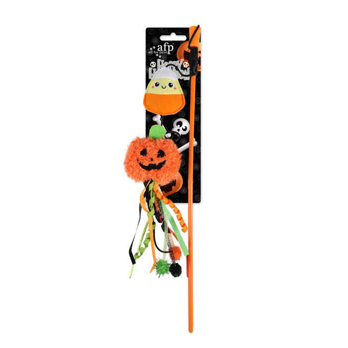 Naughty Or Trick Cat Pumpkin & Candy Wand