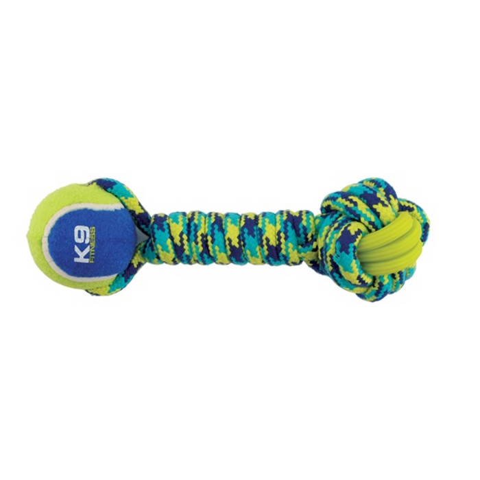 K9 Fitness by Zeus Rope and TPR Tennis Ball Dumbbell 30.48 cm dia.