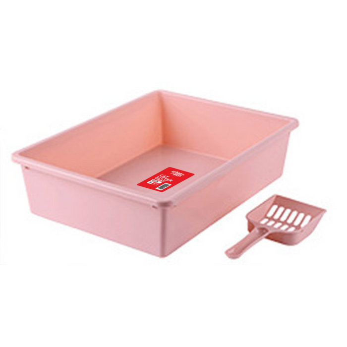 Cat Litter Tray with Scoop Pink, Medium, 38 x 28 x 10 cm