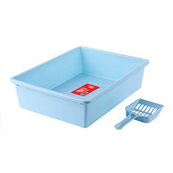 Cat Litter Tray with Scoop Blue, Medium, 38 x 28 x 10 cm
