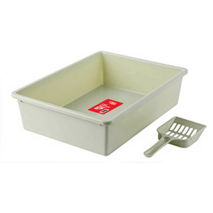 Cat Litter Tray with Scoop Green, Medium, 38 x 28 x 10 cm