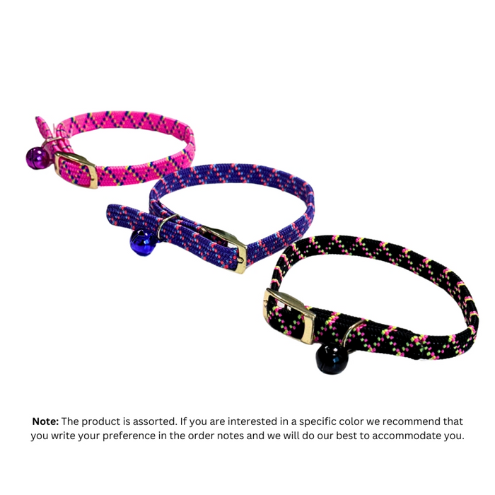Fantasy Nylon Cat Collar Elastic With Bell, Assorted Colors
