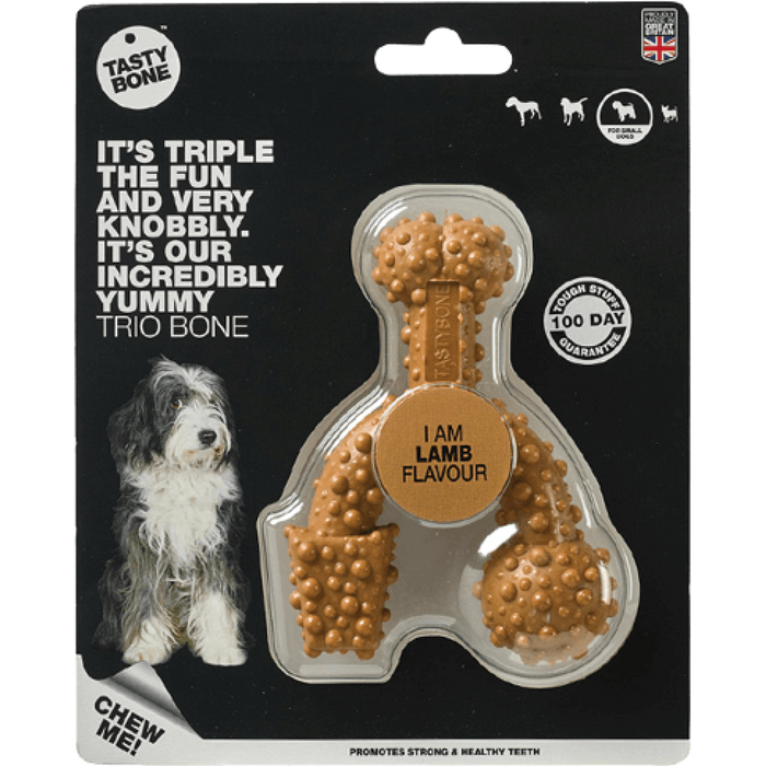 TastyBone Nylon Trio Bone Toy for Small Dogs, Lamb Flavor