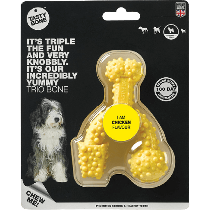 TastyBone Nylon Trio Bone Toy for Small Dogs, Chicken Flavor