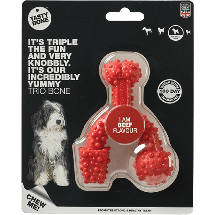 TastyBone Nylon Trio Bone Toy for Small Dogs, Beef Flavor