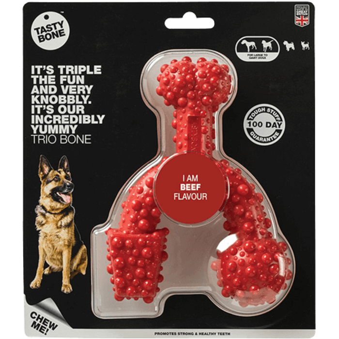 TastyBone Nylon Trio Bone Toy for Large Dogs, Beef Flavor