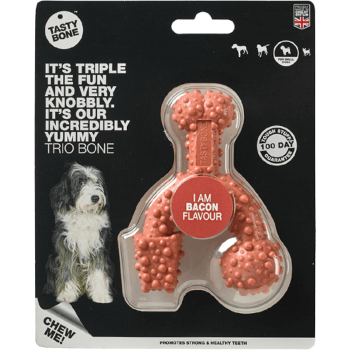 TastyBone Nylon Trio Bone Toy for Small Dogs, Bacon Flavor