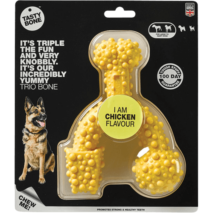 TastyBone Nylon Trio Bone Toy for Large Dogs, Chicken Flavor