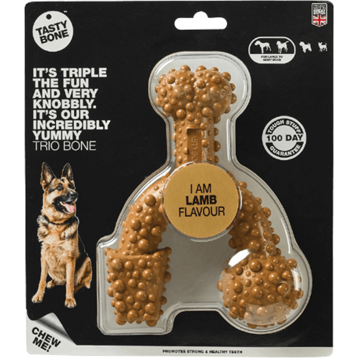 TastyBone Nylon Trio Bone Toy for Large Dogs, Lamb Flavor