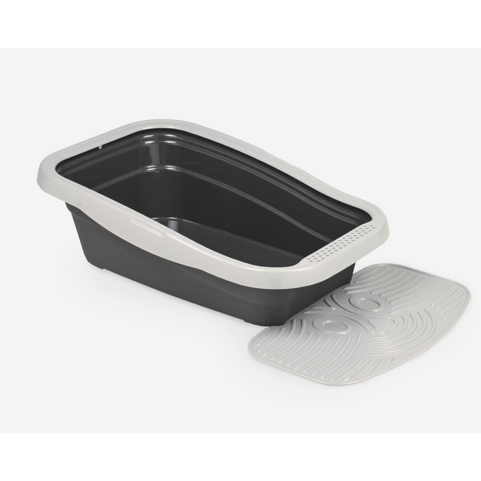 Nella Kit Cat Litter Tray with Mat Grey 80 x 36.5 x 18 cm