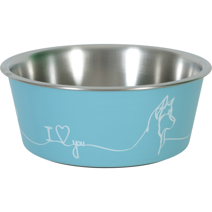 Non-Slip Love Dog Bowl Blue 400 ml