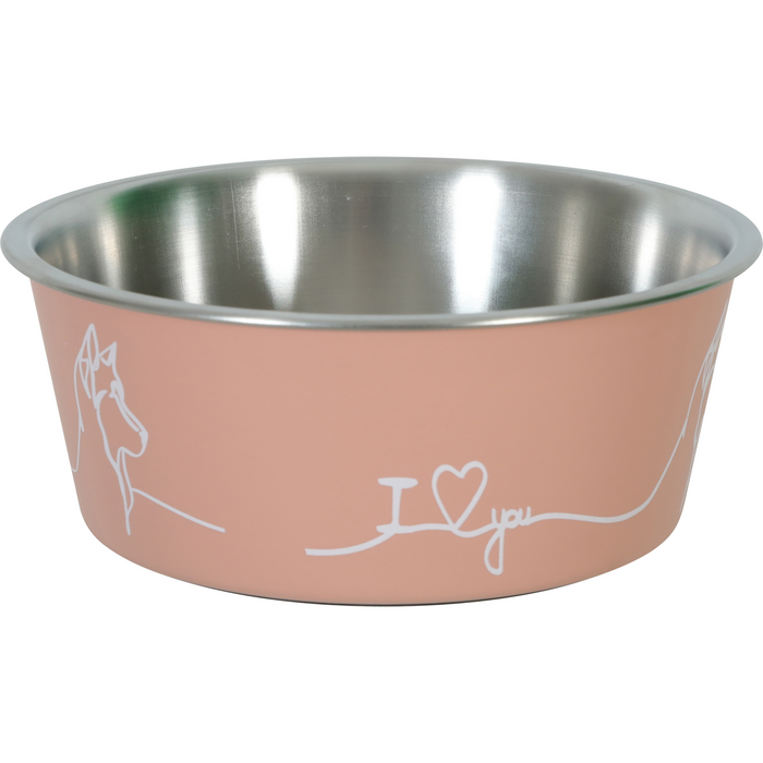 Non-Slip Love Dog Bowl Pink 400 ml