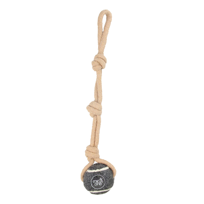 Dog Tennis Ball Rope Toy Single Grey