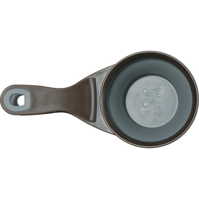 2-in-1 Silicone Measuring Cup with Food Bag Clip Grey, 237 ml