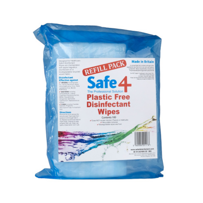 Safe 4 Plastic Free Disinfectant Wipes, Refill Pack