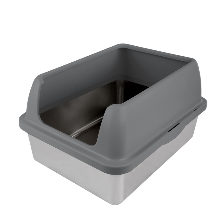Go Fresh Enclosed Stainless Steel Cat Litter Box Grey