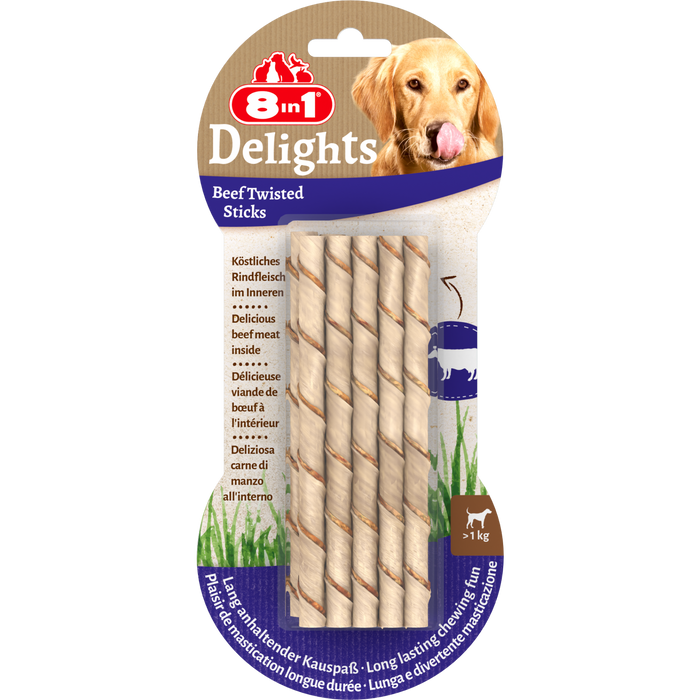 8in1 Delights Beef Twisted Sticks 10 pcs, 55 g