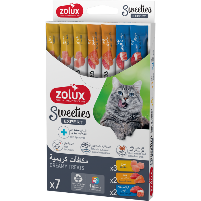 Sweeties Creamy Stick for Cats, Mixed of Chicken, Salmon & Crab 7 pcs/box