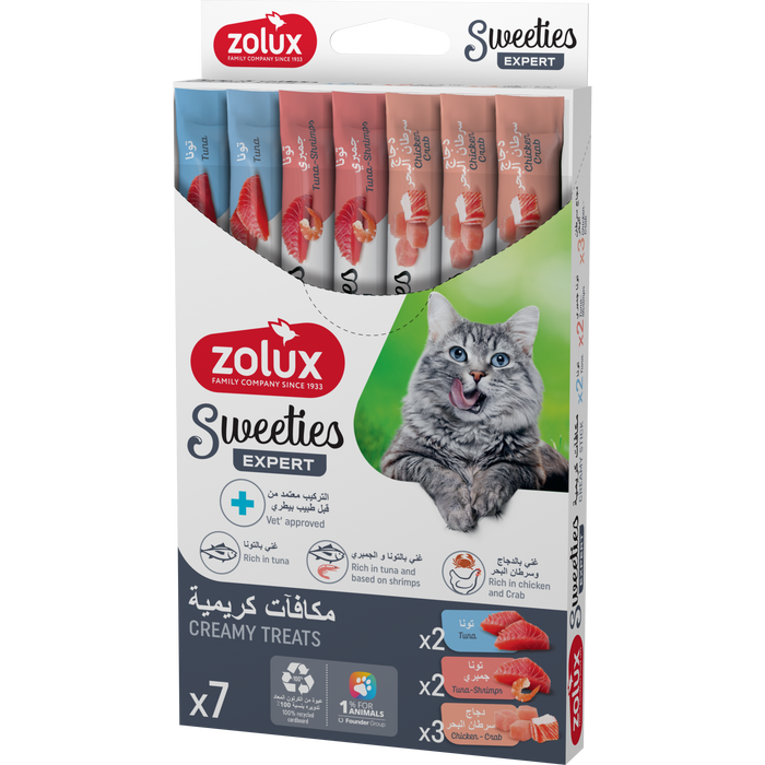 Sweeties Creamy Stick for Cats, Mixed of Tuna, Crabs & Shrimp, 7 pcs/box