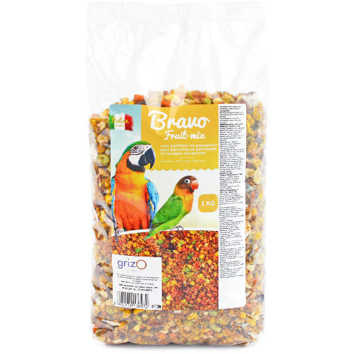 GRIZO BIRD-X BRAVO FRUIT-MIX CRUDE PARAKEETS/PARROTS 5KG