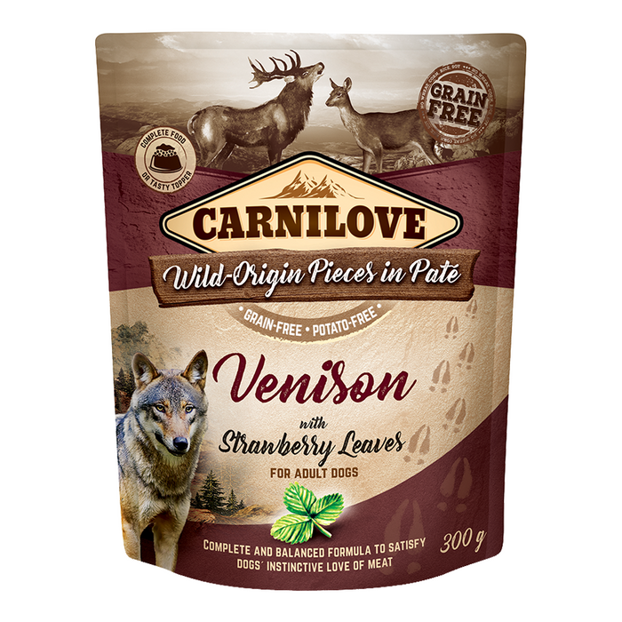 Carnilove Venison With Strawberry Leaves For Adult Dogs (Wet Food Pouches) 300g