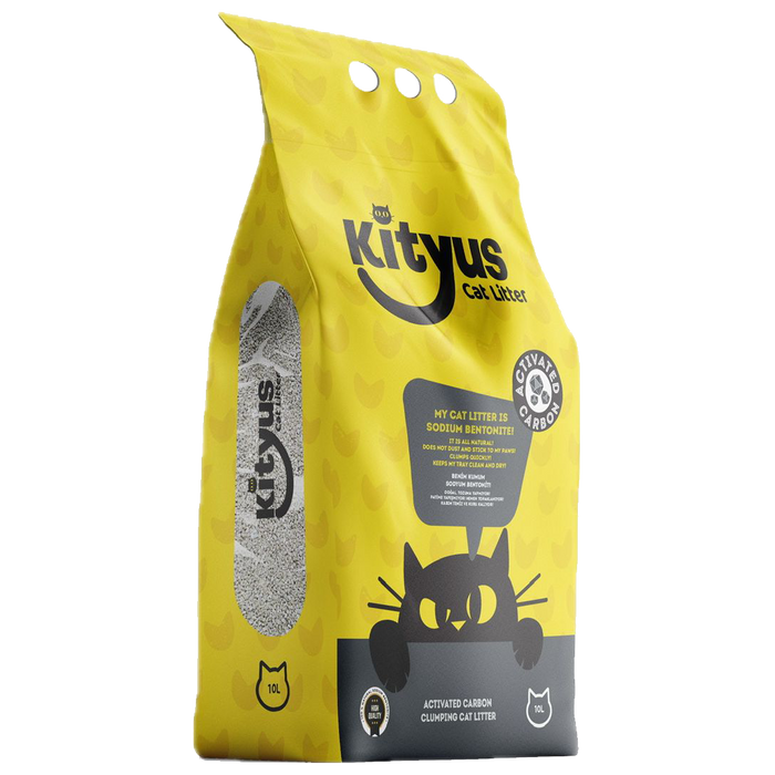 Kityus Sodium Bentonite Cat Litter – Activated Carbon Scented, 10L | Powerful Odor Control & Clumping