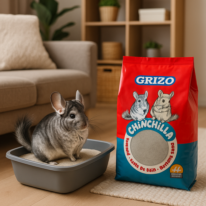 GRIZO Chinchilla Bathing Sand 1.25KG – Natural Dust-Free Bathing Sand for Healthy Skin & Shiny Coat – Imported from Belgium – Suitable for All Chinchillas