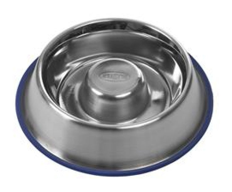 Buster Stainless Steel slow feeder blue base Small