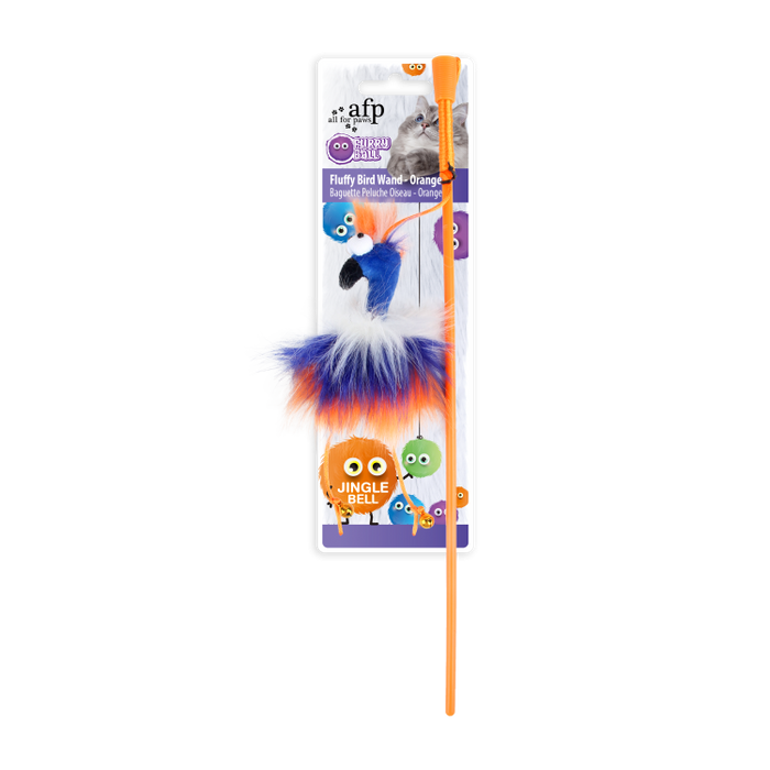 Furry Ball - Fluffy Bird Wand - Orange