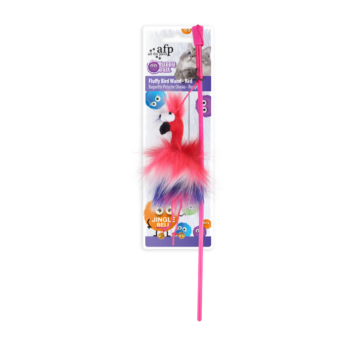 Furry Ball - Fluffy Bird Wand - Red