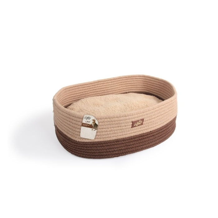 Oval Rope Cat Bed Tan