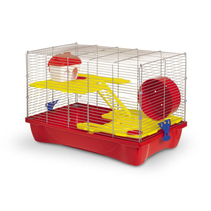 H10 Hamster Cage - 58 x 32 x 26 cm/3 cages/Yellow & Red