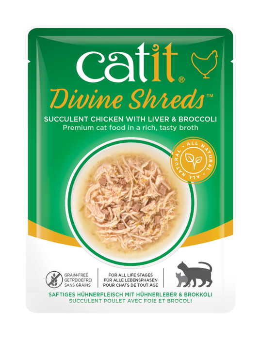 Catit Divine Shreds, Chicken with Liver & Broccoli 75g, 18pcs/box