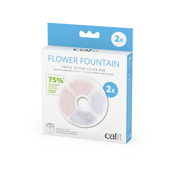 Catit Flower Fountain Triple Action Filter Pad, 2pcs