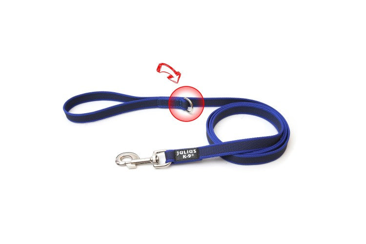 Color & Gray with Handle Leash with Ring - Blue-Gray Width 2 cm & Length 1.8 Meter