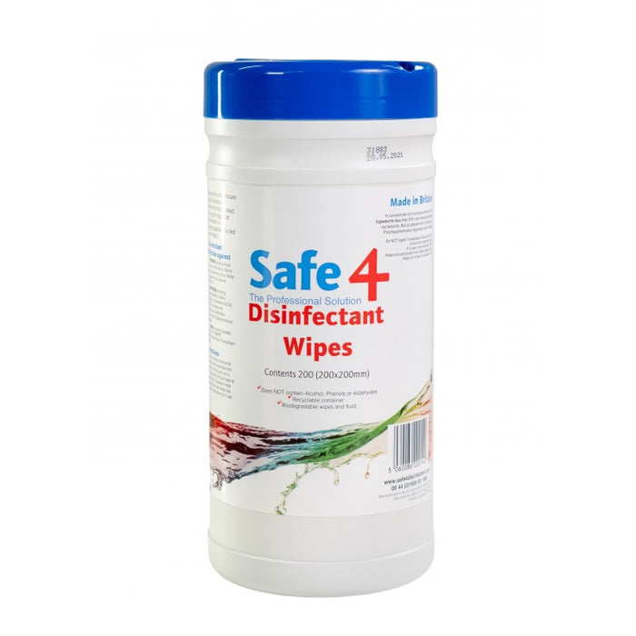 Safe4 Disinfectant Wipes Plastic Free - Tubs of 100