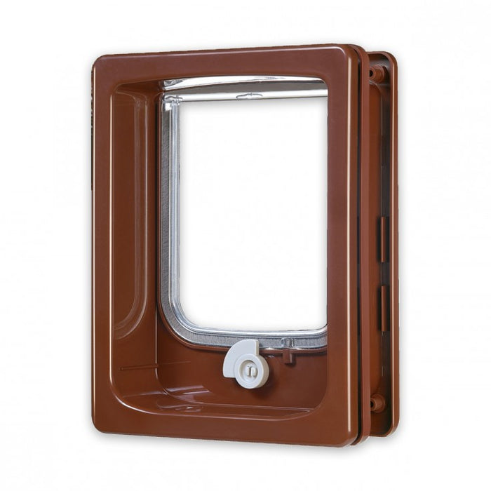 Cat-flap for Wooden Door with tunnel - Brown