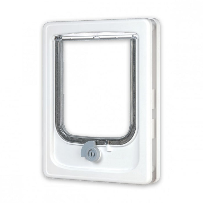 Cat-flap for Wooden Door - 4 Position White