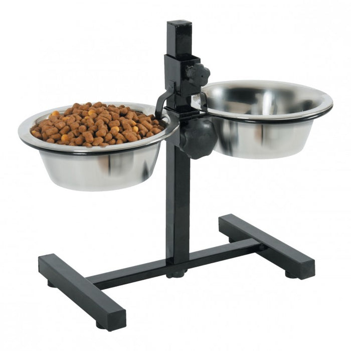 Adjustable Stand with Stainless Steel Dog Bowls 0.7L