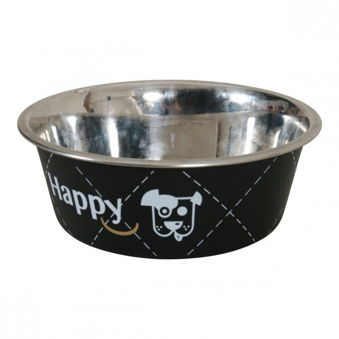 Happy Stainless Steel Dog Bowls - Black 0.4L