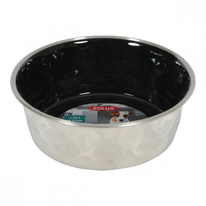 Diamonds Stainless Non-Slip Dog Bowls - Black 1.15L