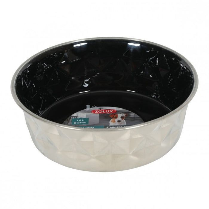 Diamonds Stainless Non-Slip Dog Bowls - Black 1.8L